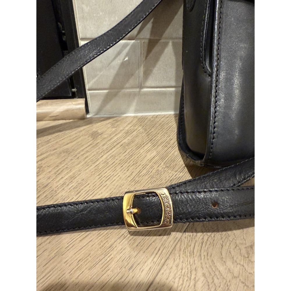 Ceancarel bag black vintage messenger bag shoulder Leather Buckle Square 80’s 70 - Picture 3 of 12